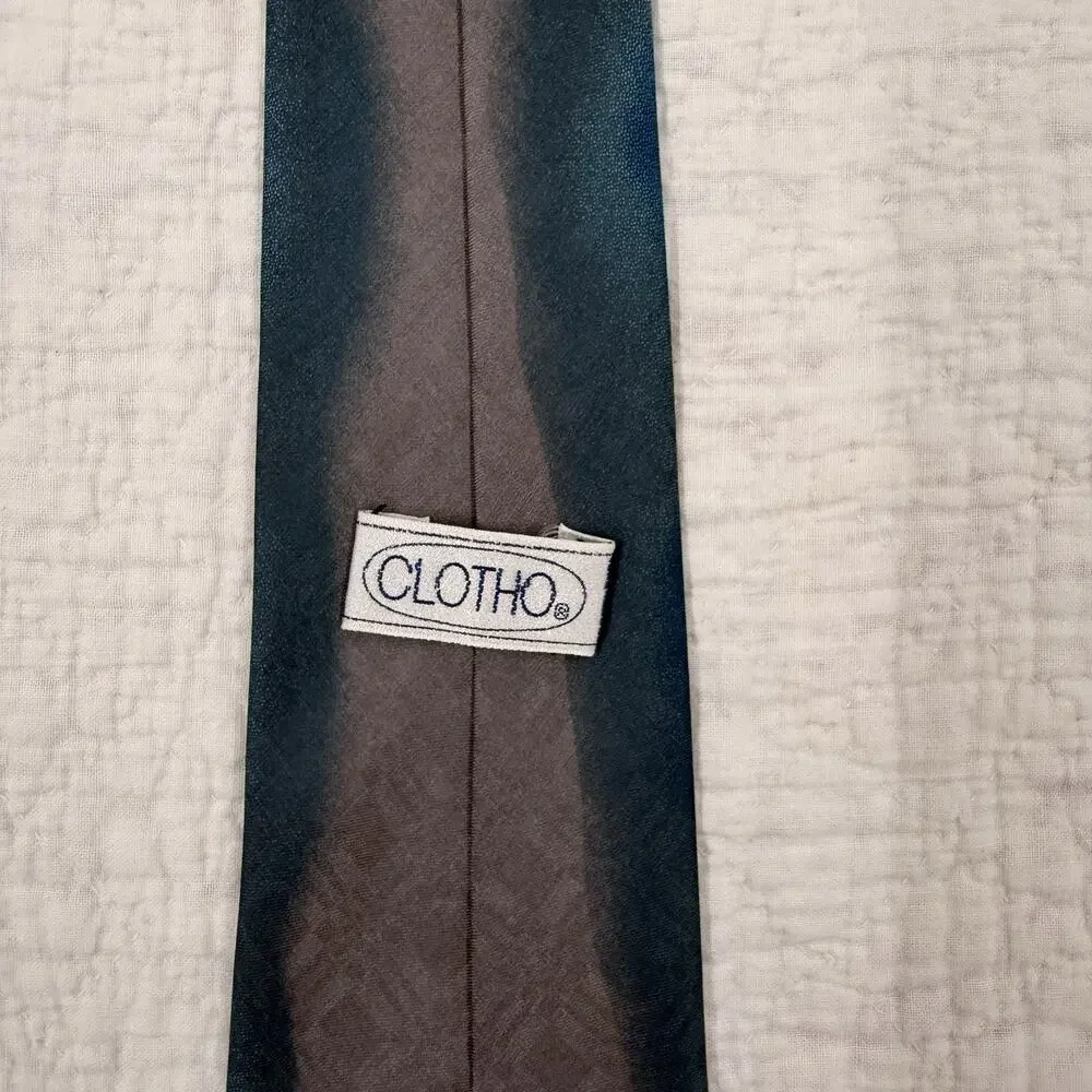 Beatles Men’s Skinny Pointed Tie Blue/Black Graphic Face Print Polyester Korea
